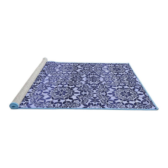 Sideview of Machine Washable Abstract Blue Modern Rug, wshabs514blu