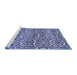 Sideview of Machine Washable Abstract Blue Modern Rug, wshabs514blu