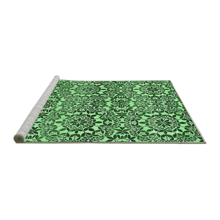 Sideview of Machine Washable Abstract Emerald Green Modern Area Rugs, wshabs514emgrn