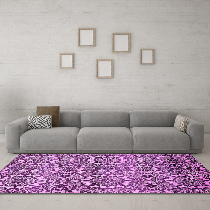 Machine Washable Abstract Pink Modern Rug in a Living Room, wshabs514pnk