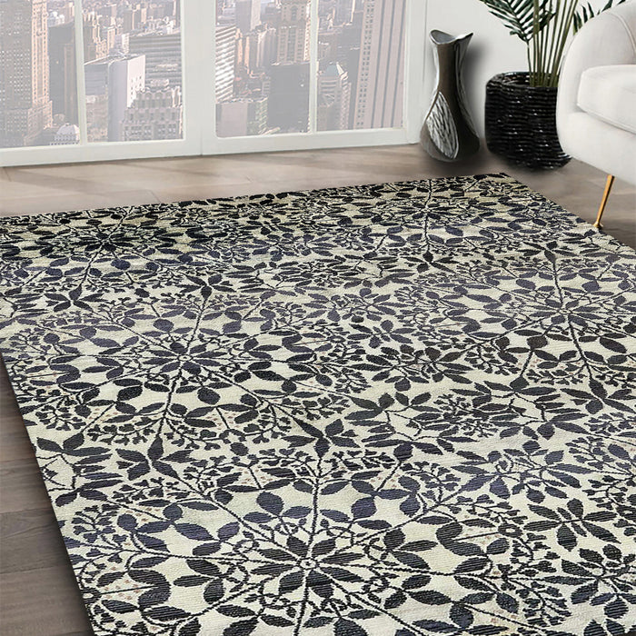 Machine Washable Abstract Pale Silver Gray Rug in a Family Room, wshabs514