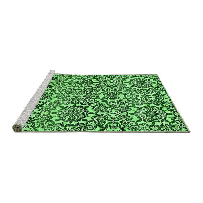 Sideview of Machine Washable Abstract Green Modern Area Rugs, wshabs514grn