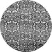 Round Machine Washable Abstract Gray Modern Rug, wshabs514gry