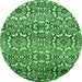 Round Machine Washable Abstract Green Modern Area Rugs, wshabs514grn