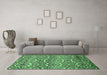 Machine Washable Abstract Emerald Green Modern Area Rugs in a Living Room,, wshabs514emgrn