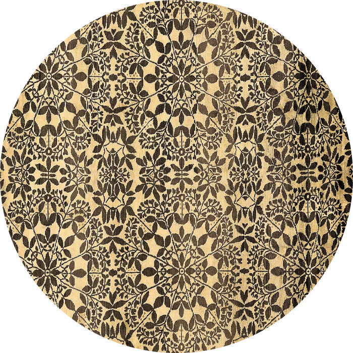 Round Machine Washable Abstract Brown Modern Rug, wshabs514brn