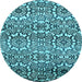 Round Machine Washable Abstract Light Blue Modern Rug, wshabs514lblu