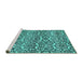 Sideview of Machine Washable Abstract Turquoise Modern Area Rugs, wshabs514turq