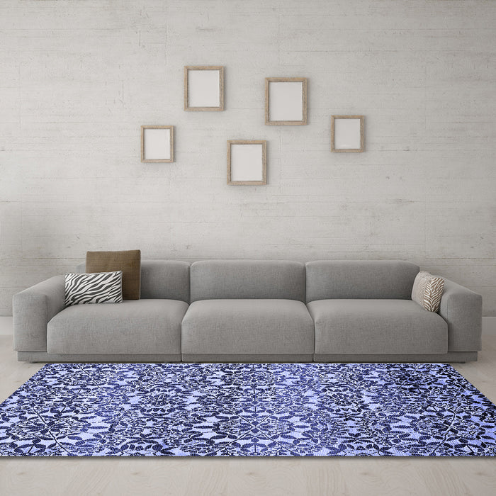 Machine Washable Abstract Blue Modern Rug in a Living Room, wshabs514blu
