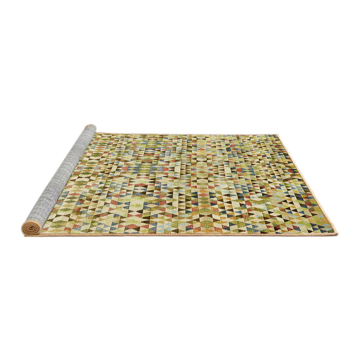 Sideview of Machine Washable Abstract Brown Gold Rug, wshabs515