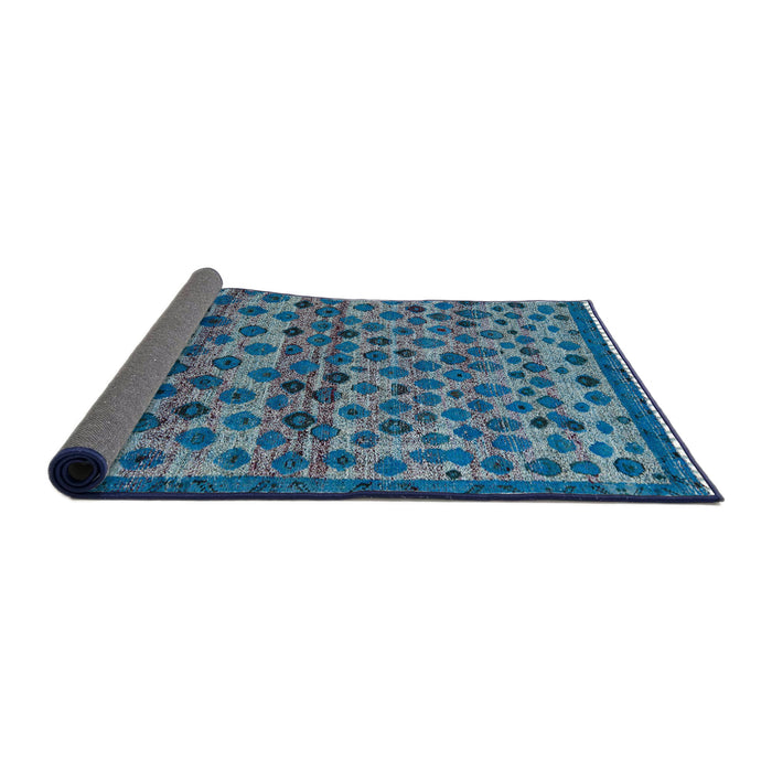 Sideview of Abstract Koi Blue Modern Rug, abs5150