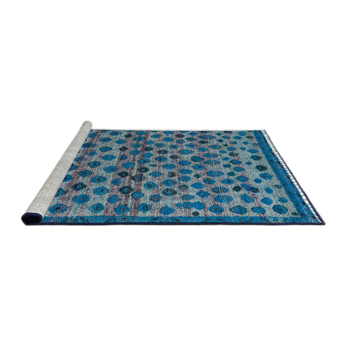Sideview of Machine Washable Abstract Koi Blue Rug, wshabs5150