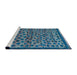 Sideview of Machine Washable Abstract Koi Blue Rug, wshabs5150
