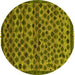 Round Machine Washable Abstract Yellow Modern Rug, wshabs5150yw