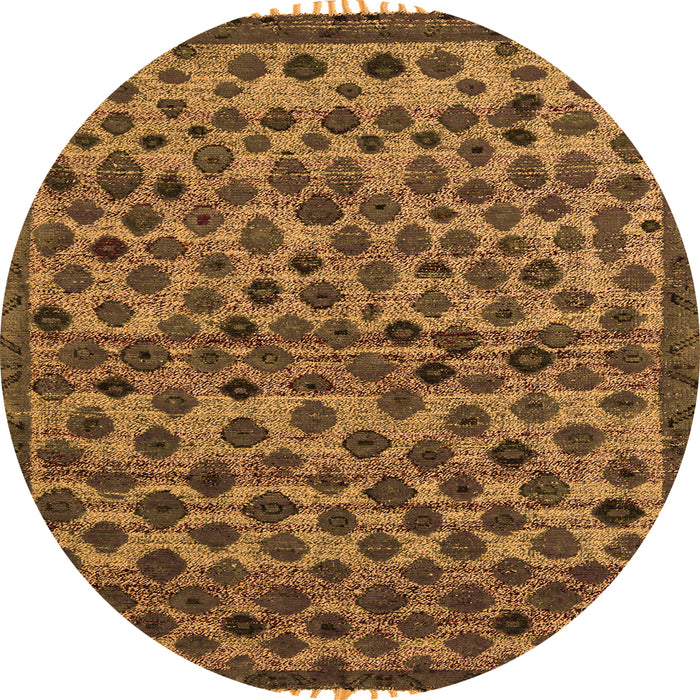 Round Machine Washable Abstract Orange Modern Area Rugs, wshabs5150org