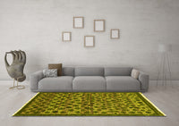 Machine Washable Abstract Yellow Modern Rug, wshabs5150yw