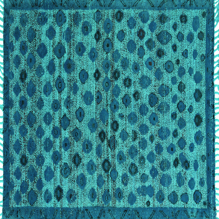 Square Abstract Turquoise Modern Rug, abs5150turq