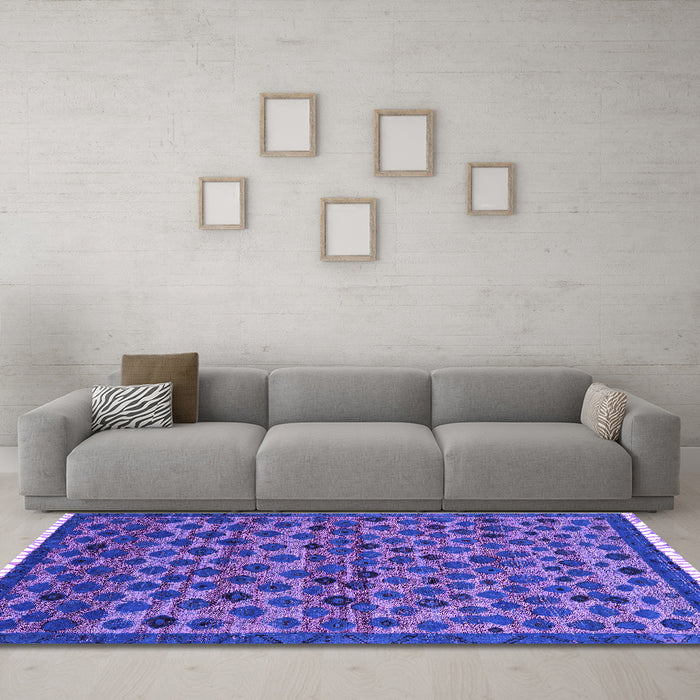 Machine Washable Abstract Purple Modern Area Rugs in a Living Room, wshabs5150pur