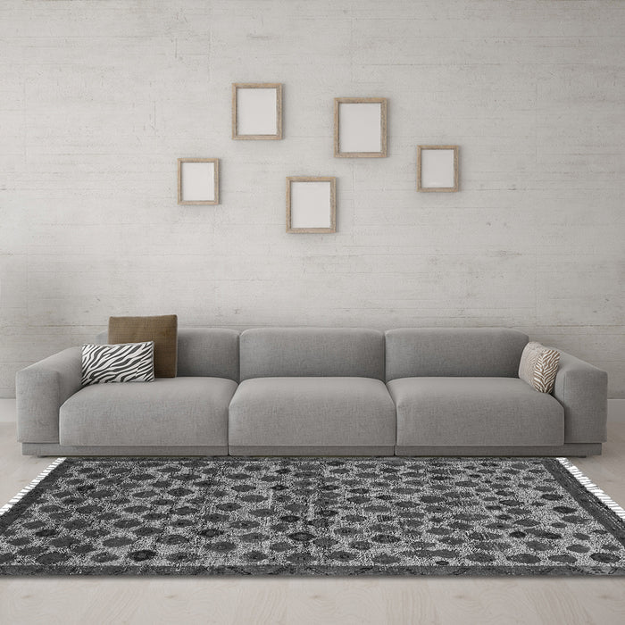 Machine Washable Abstract Gray Modern Rug in a Living Room,, wshabs5150gry