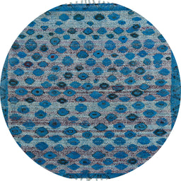 Round Abstract Koi Blue Modern Rug, abs5150