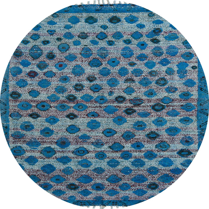 Round Abstract Koi Blue Modern Rug, abs5150
