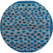 Round Abstract Koi Blue Modern Rug, abs5150