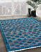 Abstract Koi Blue Modern Rug in Family Room, abs5150