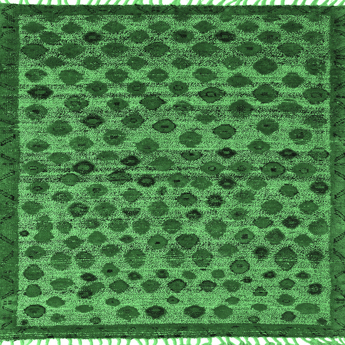 Square Machine Washable Abstract Emerald Green Modern Area Rugs, wshabs5150emgrn