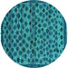 Round Abstract Turquoise Modern Rug, abs5150turq