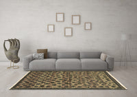 Machine Washable Abstract Brown Modern Rug, wshabs5150brn