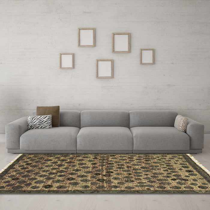Machine Washable Abstract Brown Modern Rug in a Living Room,, wshabs5150brn