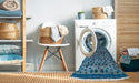 Machine Washable Abstract Koi Blue Rug in a Washing Machine, wshabs5150
