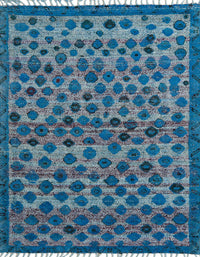 Machine Washable Abstract Koi Blue Rug, wshabs5150