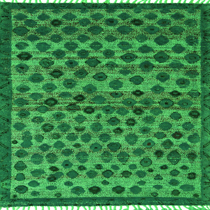 Square Machine Washable Abstract Green Modern Area Rugs, wshabs5150grn