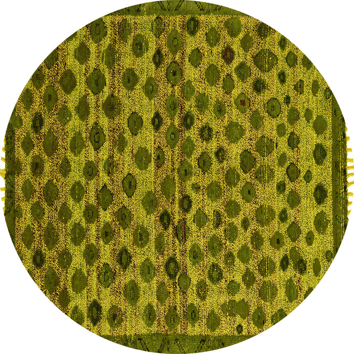 Round Abstract Yellow Modern Rug, abs5150yw