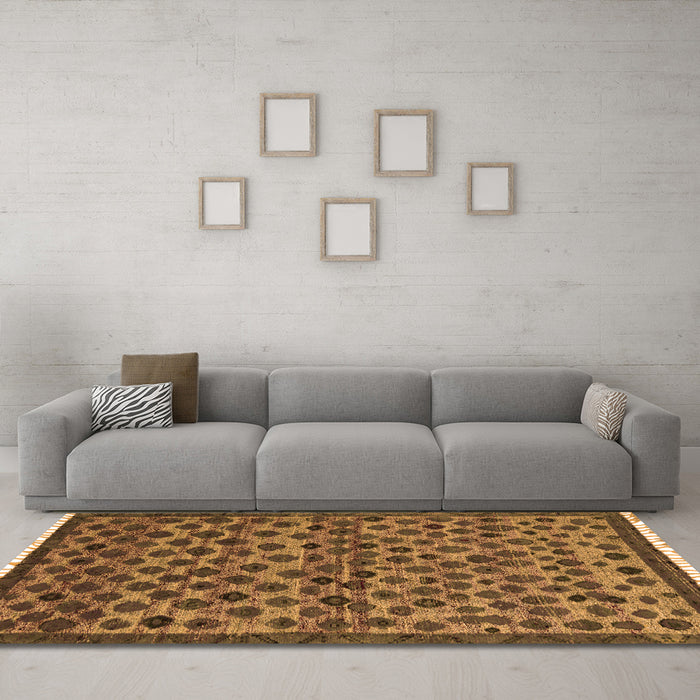 Machine Washable Abstract Orange Modern Area Rugs in a Living Room, wshabs5150org