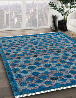 Machine Washable Abstract Koi Blue Rug in a Family Room, wshabs5150