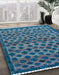 Machine Washable Abstract Koi Blue Rug in a Family Room, wshabs5150