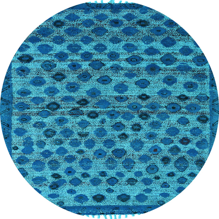 Round Abstract Light Blue Modern Rug, abs5150lblu