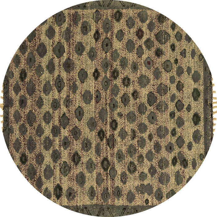 Round Machine Washable Abstract Brown Modern Rug, wshabs5150brn
