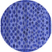 Round Machine Washable Abstract Blue Modern Rug, wshabs5150blu