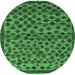 Round Abstract Emerald Green Modern Rug, abs5150emgrn