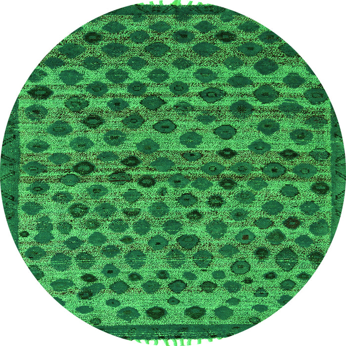 Round Abstract Green Modern Rug, abs5150grn