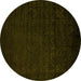 Round Abstract Yellow Modern Rug, abs5151yw