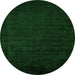 Round Machine Washable Abstract Green Modern Area Rugs, wshabs5151grn