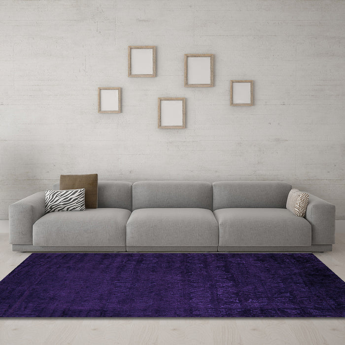 Machine Washable Abstract Purple Modern Area Rugs in a Living Room, wshabs5151pur