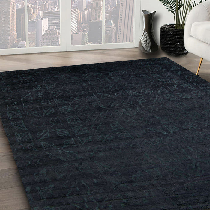 Machine Washable Abstract Dark Slate Gray Green Rug in a Family Room, wshabs5151
