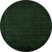 Round Machine Washable Abstract Emerald Green Modern Area Rugs, wshabs5151emgrn