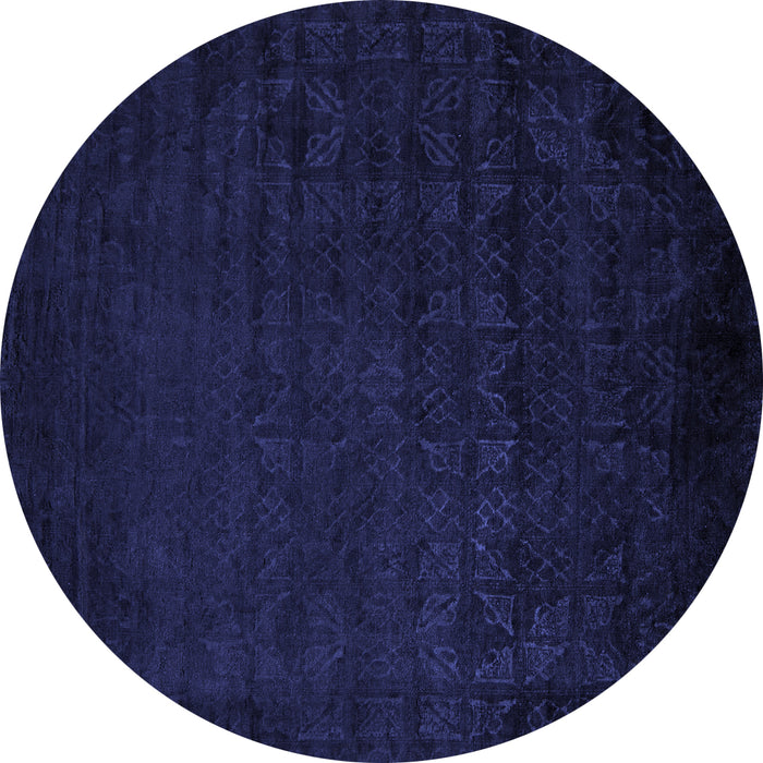 Round Machine Washable Abstract Blue Modern Rug, wshabs5151blu
