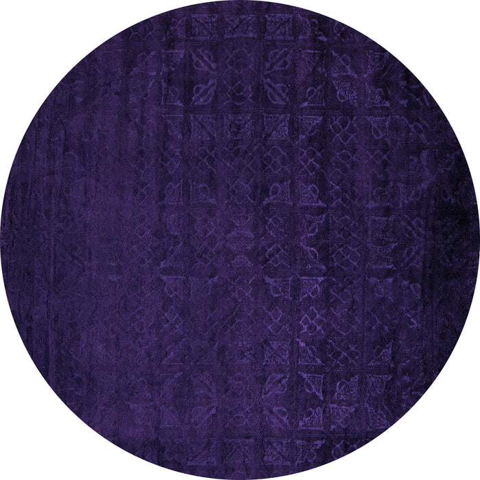 Round Abstract Purple Modern Rug, abs5151pur